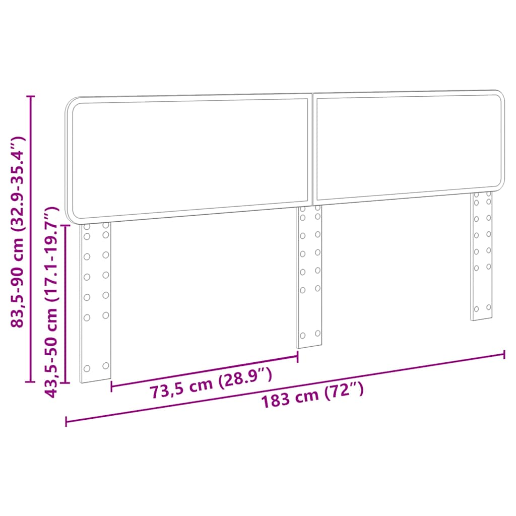 vidaXL Κεφαλάρι με κεφαλάρι Γκρίζο Σονομα 180 cm Επεξεργασμένο ξύλο