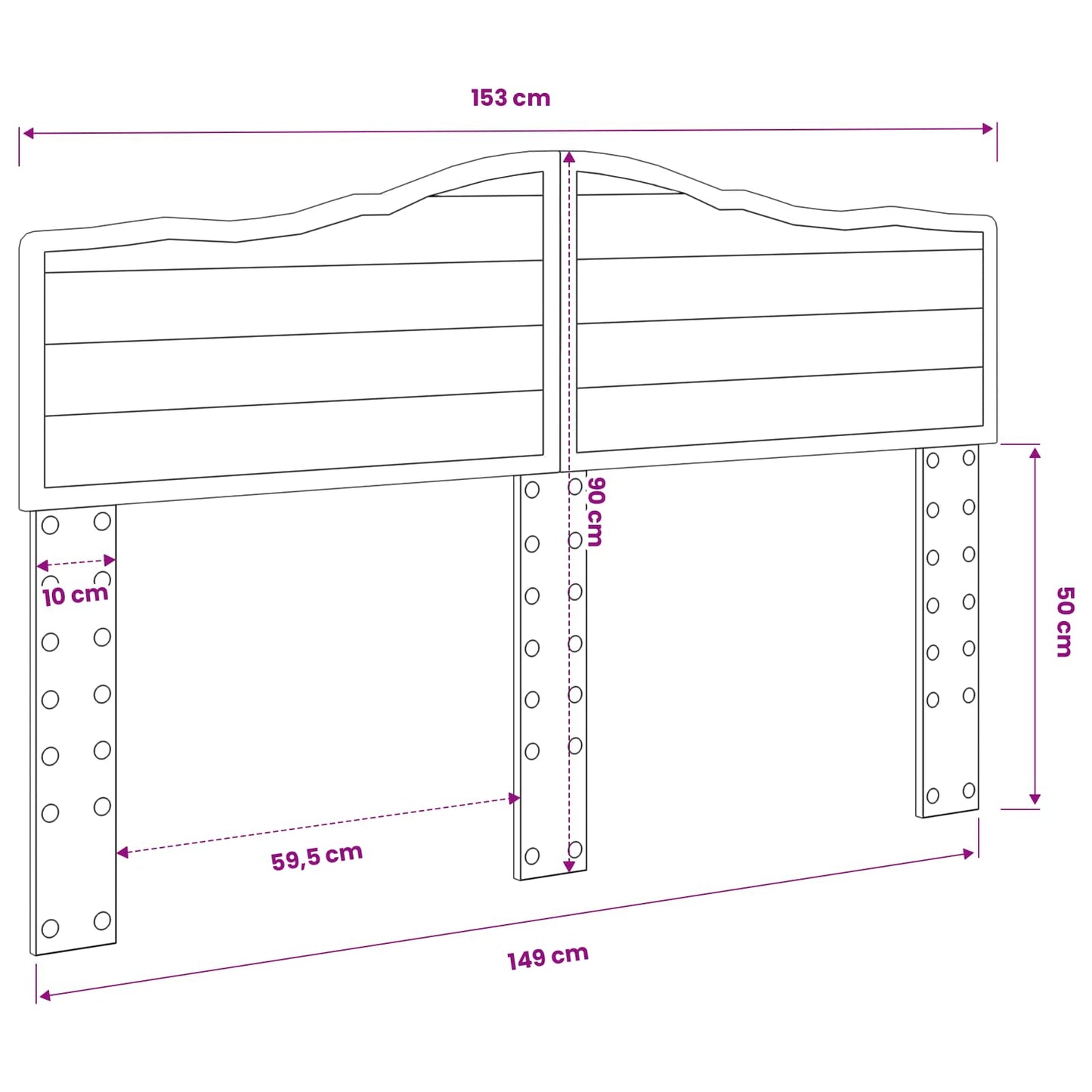 vidaXL Κεφαλάρι με κεφαλάρι Δρύς Sonoma 150 cm Επεξεργασμένο ξύλο