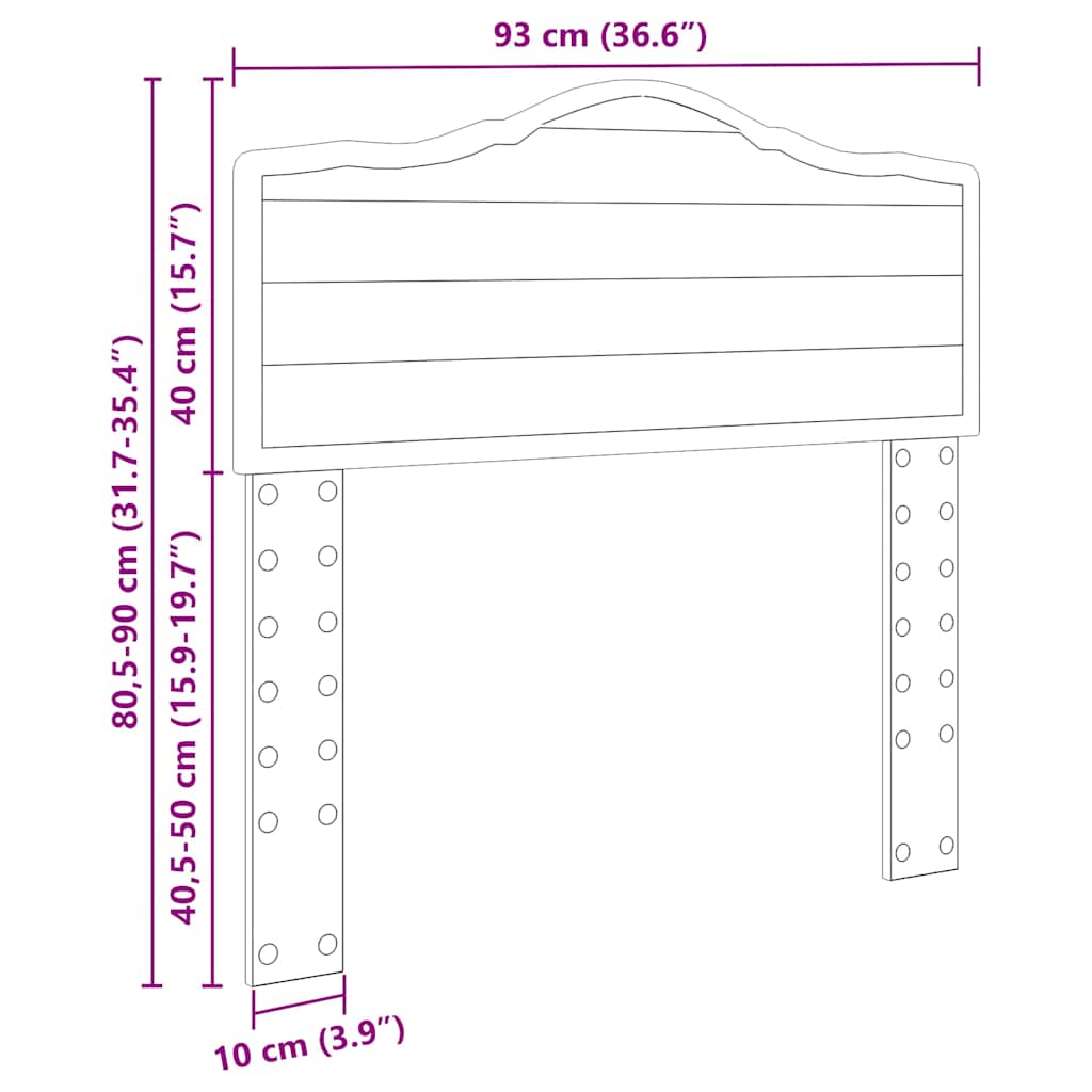 vidaXL Κεφαλάρι με κεφαλάρι Παλιό Ξύλο 90 cm Επεξεργασμένο ξύλο