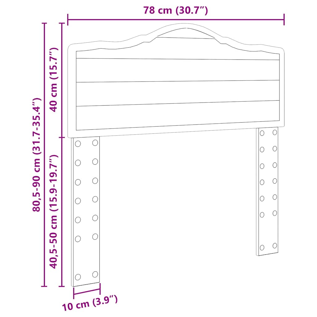 vidaXL Κεφαλάρι με κεφαλάρι Artisan Oak 75 cm Επεξεργασμένο ξύλο
