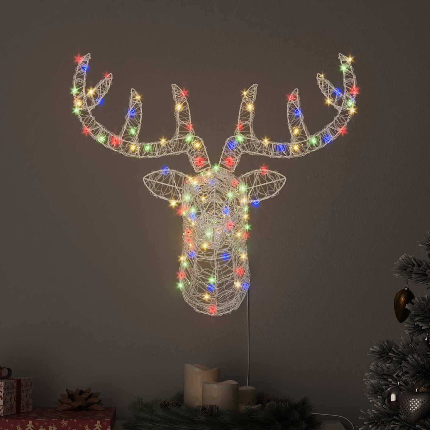 vidaXL Κεφάλι Ελαφιού 140 LED πολύχρωμο 68 x 36,5 x 62,5 εκ Ακρυλικό