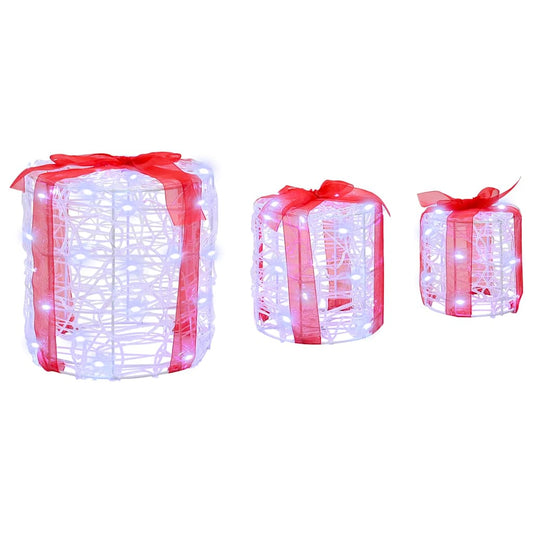 vidaXL Διακόσμηση Κουτιού Δώρου 3 pcs Ψυχρό λευκό 20 x 20 x 21 εκ