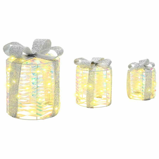 vidaXL Διακόσμηση Κουτιού Δώρου 3 pcs Θερμό λευκό 20 x 20 x 20 εκ. PET