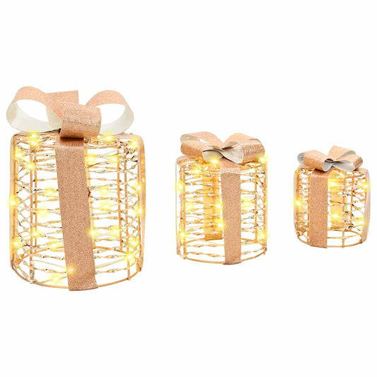 vidaXL Διακόσμηση Κουτιού Δώρου 3 pcs Θερμό λευκό 20 x 20 x 20 εκ. PET