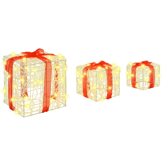 vidaXL Κουτί Δώρου 3 pcs Θερμό λευκό 20 x 20 x 20 εκ. Ακρυλικό