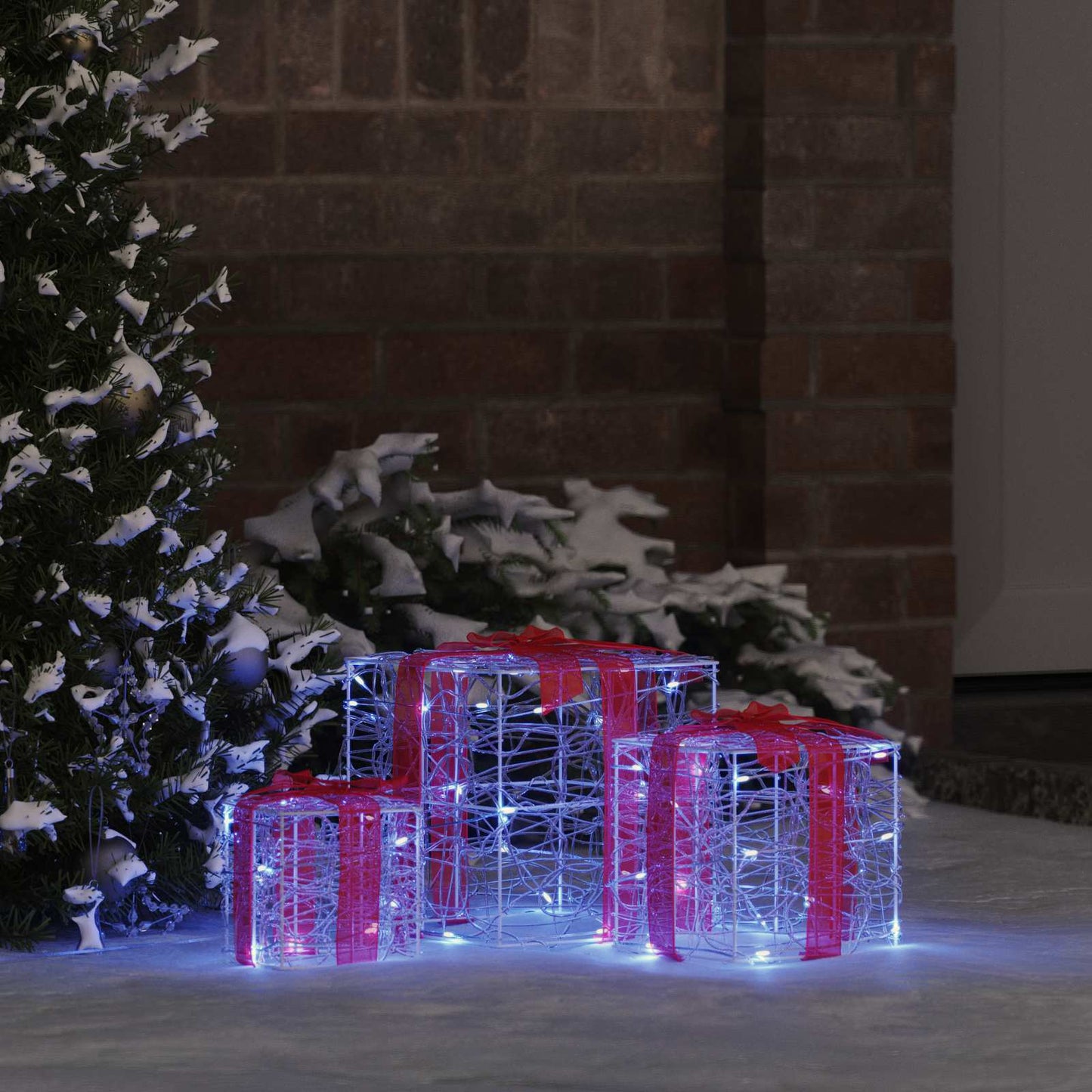 vidaXL Κουτί Δώρου 3 τμχ. 60 LED Μπλε 20 x 20 x 20 εκ. Ακρυλικό