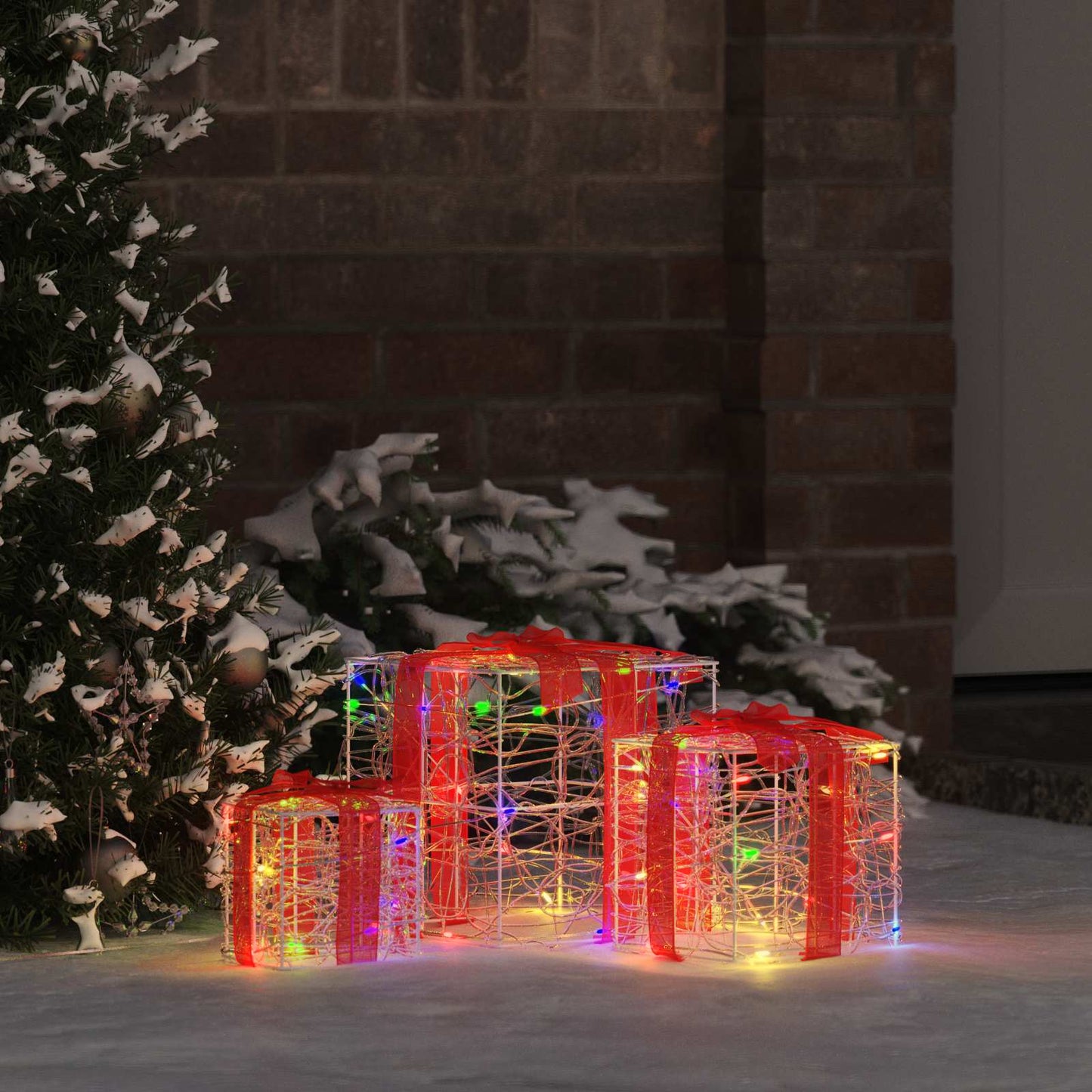 vidaXL Κουτί Δώρου με 60 LED 3 pcs Πολύχρωμο 20 x 20 x 20 εκ. Ακρυλικό