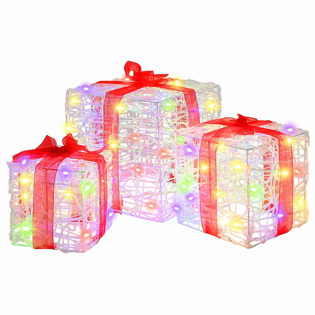 vidaXL Κουτί Δώρου με 60 LED 3 pcs Πολύχρωμο 20 x 20 x 20 εκ. Ακρυλικό