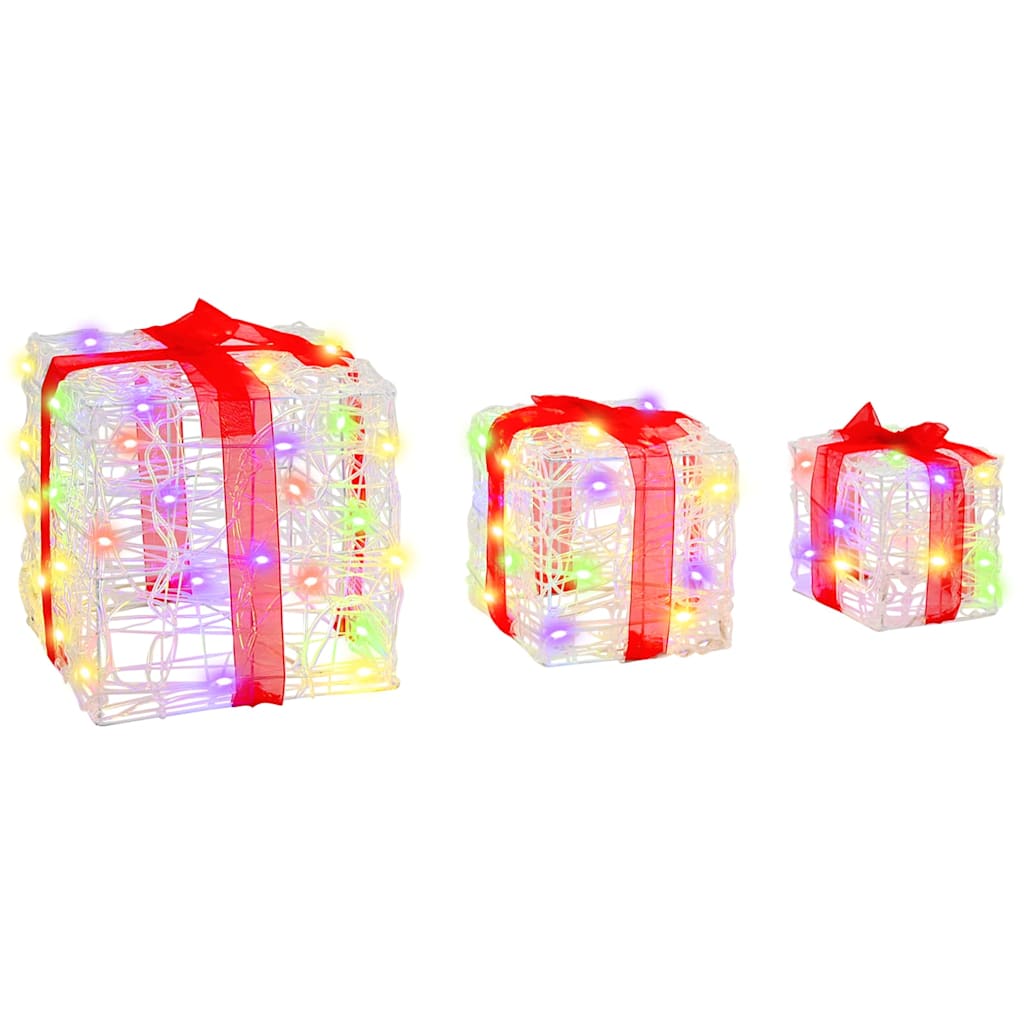 vidaXL Κουτί Δώρου με 60 LED 3 pcs Πολύχρωμο 20 x 20 x 20 εκ. Ακρυλικό