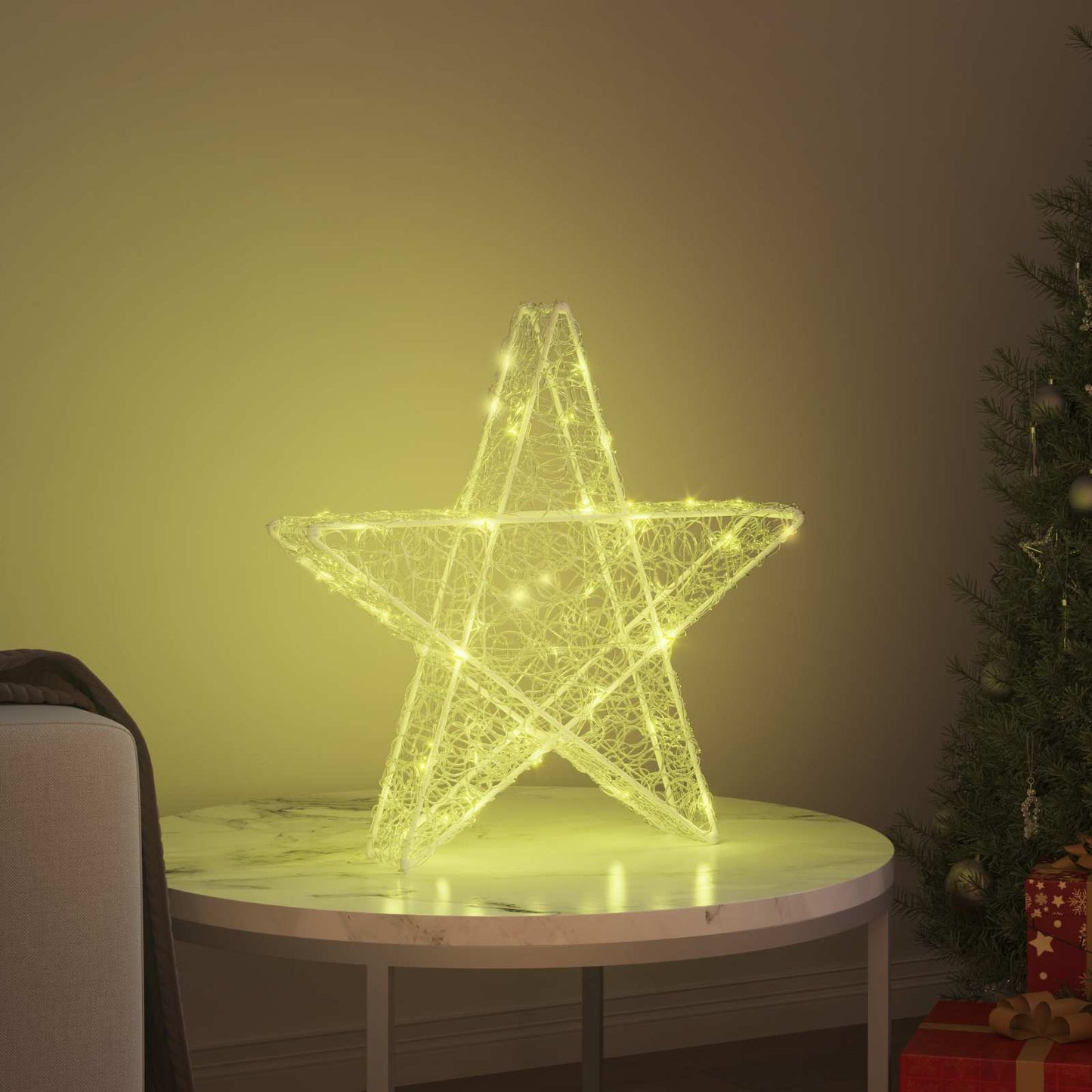 vidaXL 3D Αστέρι 50 LED Θερμό λευκό 55 x 53.5 x 10 εκ Ακρυλικό