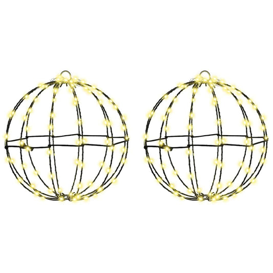 vidaXL Μπάλα με 192 LED 2 pcs Θερμό λευκό 30 cm Μέταλλο