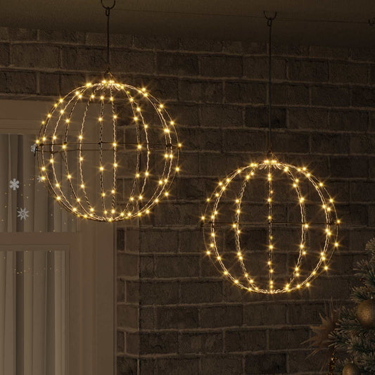 vidaXL Μπάλα 2 τμχ. Θερμό λευκό 40 x 40 x 42 cm Μέταλλο 192 LED