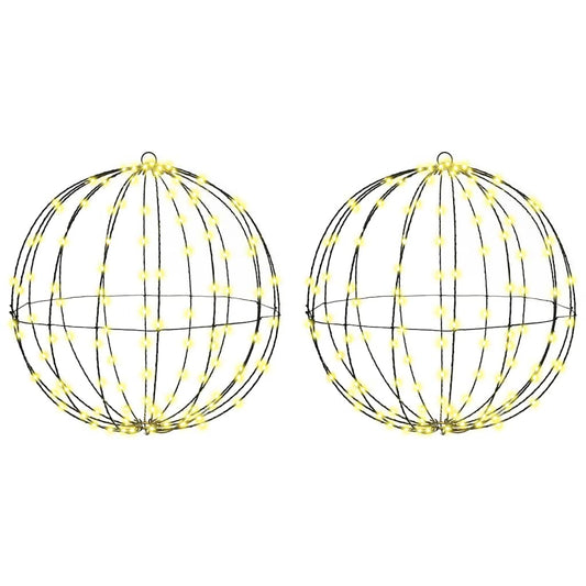 vidaXL Μπάλα με 320 LED 2 pcs Θερμό λευκό 50 cm Μέταλλο