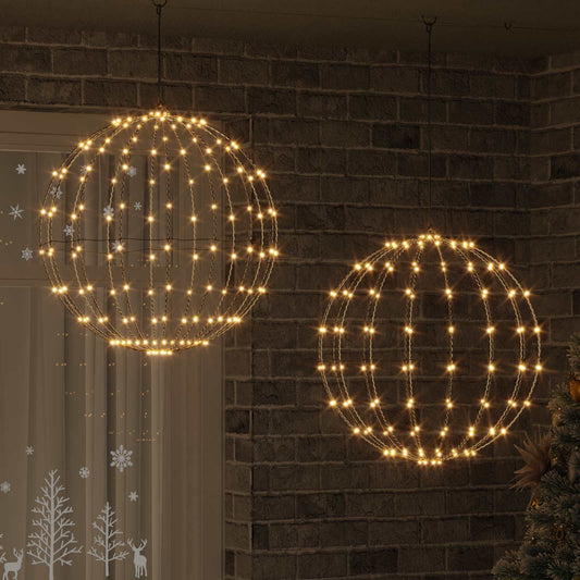 vidaXL Μπάλα 2 τμχ. Θερμό λευκό 60 x 60 x 62 cm Μέταλλο 384 LED