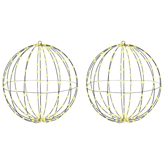 vidaXL Μπάλα με 384 LED 2 pcs Θερμό λευκό 60 cm Μέταλλο