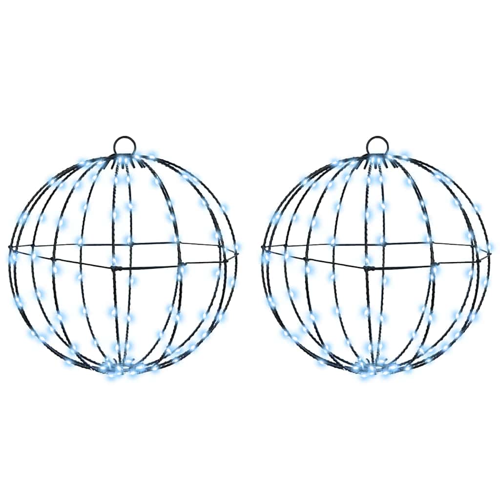 vidaXL Μπάλα με 192 LED 2 pcs Ψυχρό λευκό 30 cm Μέταλλο