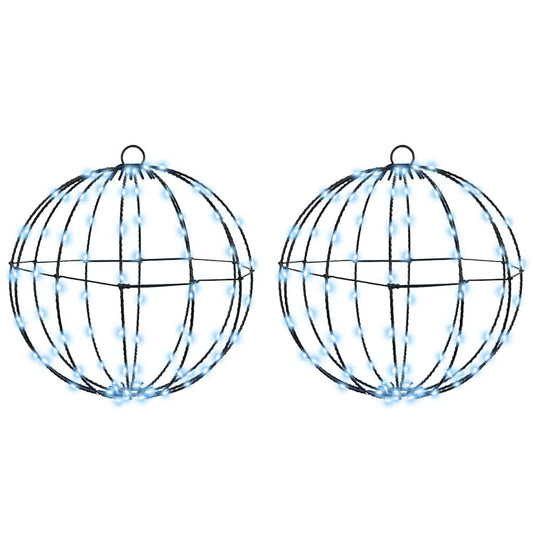 vidaXL Μπάλα με 192 LED 2 pcs Ψυχρό λευκό 30 cm Μέταλλο