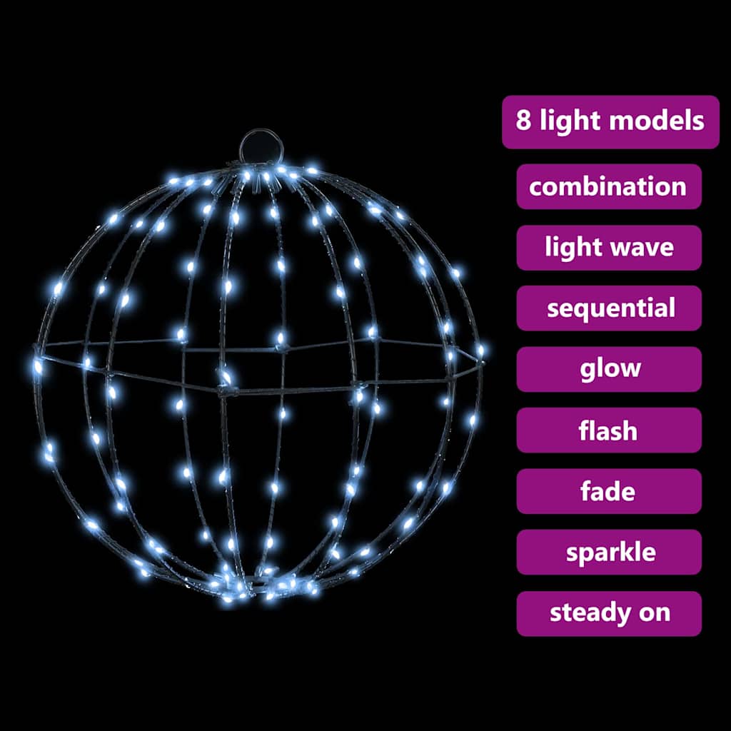 vidaXL Μπάλα με 192 LED 2 pcs Ψυχρό λευκό 30 cm Μέταλλο