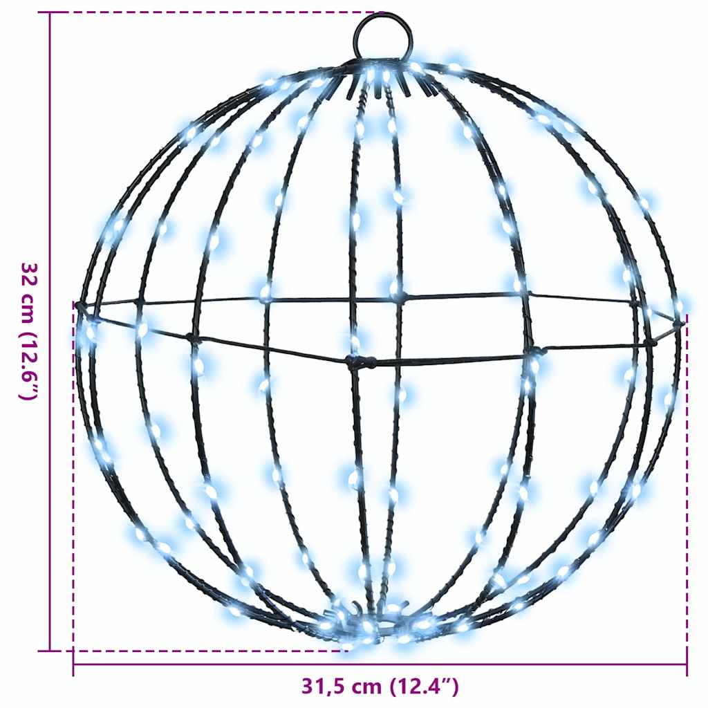 vidaXL Μπάλα με 192 LED 2 pcs Ψυχρό λευκό 30 cm Μέταλλο