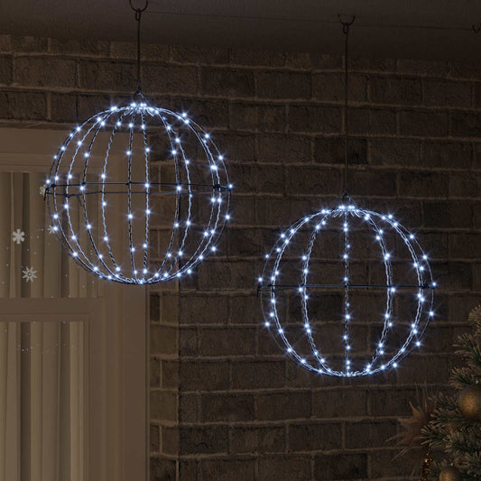 vidaXL Μπάλα 2 τμχ. Ψυχρό λευκό 40 x 40 x 42 cm Μέταλλο 192 LED