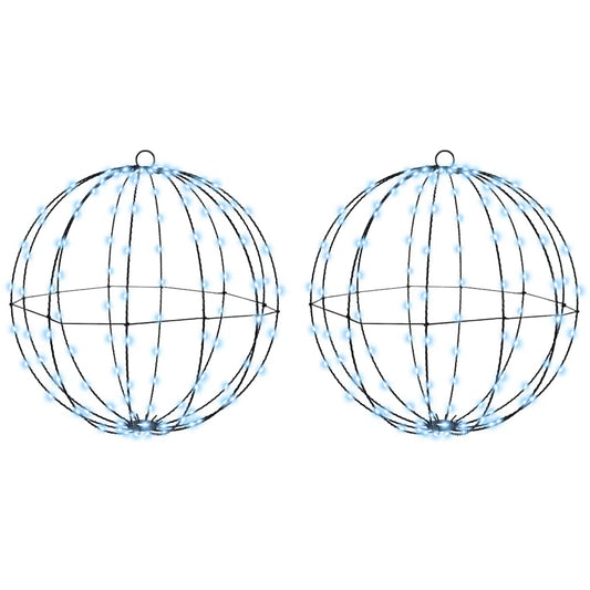 vidaXL Μπάλα με 320 LED 2 pcs Ψυχρό λευκό 50 cm Μέταλλο