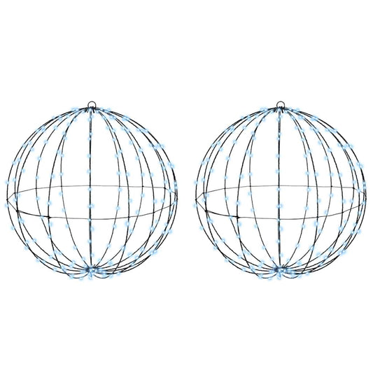 vidaXL Μπάλα με 384 LED 2 pcs Ψυχρό λευκό 60 cm Μέταλλο