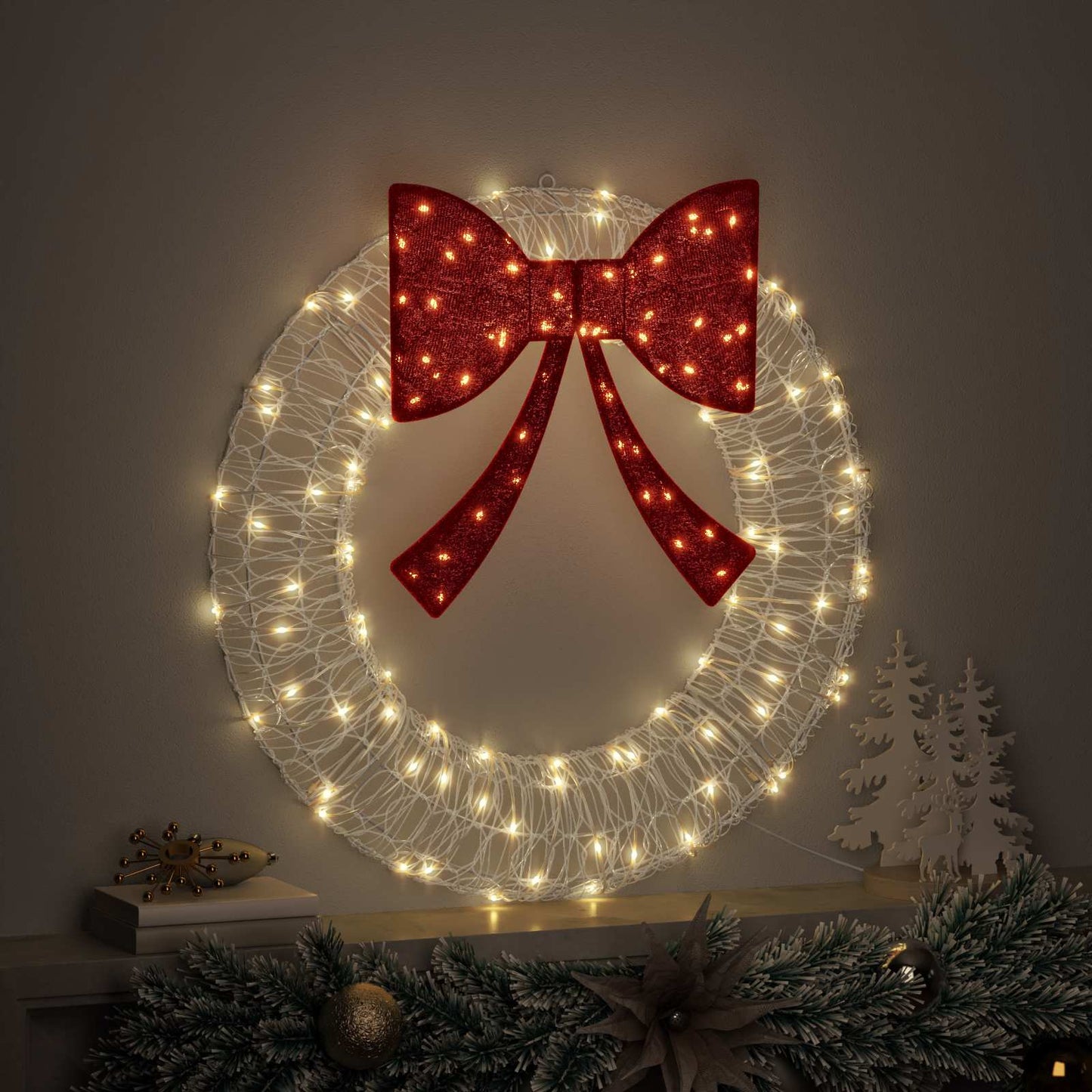 vidaXL Στεφάνι 60 LED Θερμό λευκό 76 x 76 x 8,5 εκ Ακρυλικό