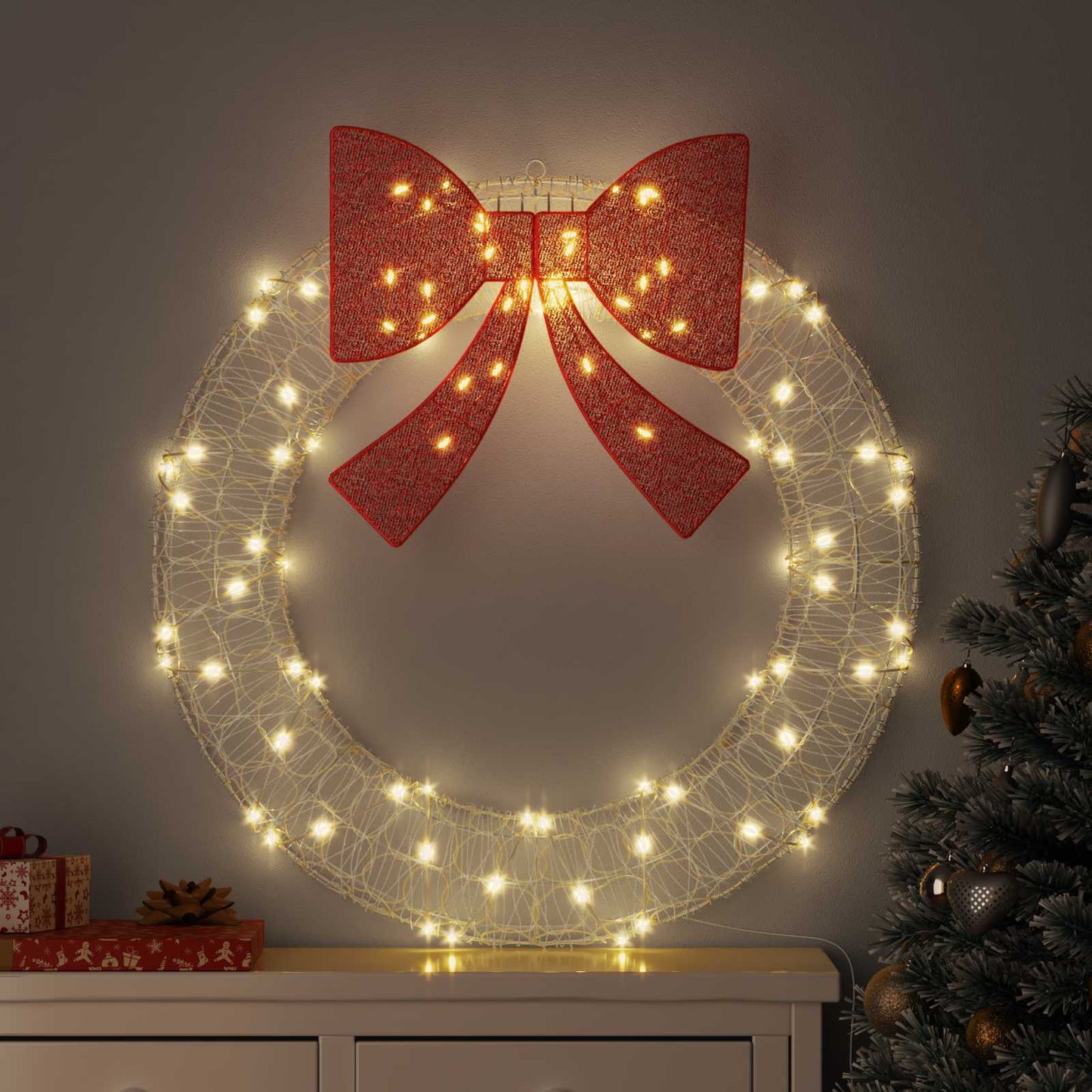 vidaXL Στεφάνι 80 LED Θερμό λευκό 92 x 92 x 9,5 εκ Ακρυλικό