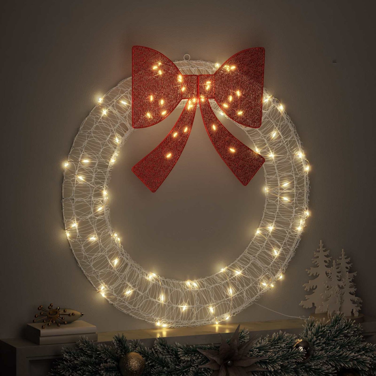 vidaXL Στεφάνι 80 LED Θερμό λευκό 92 x 92 x 9,5 εκ Ακρυλικό