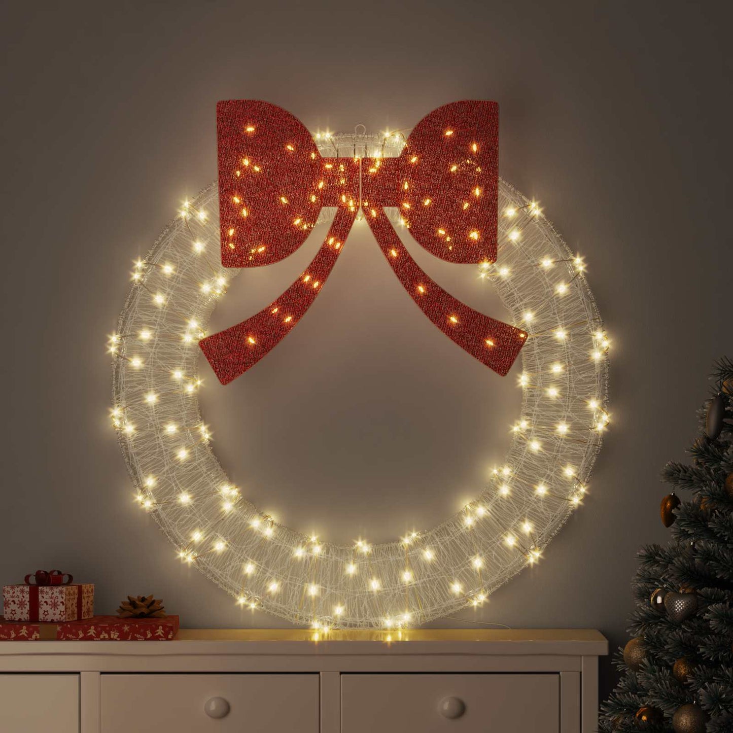 vidaXL Στεφάνι 150 LED Θερμό λευκό 120 cm Ακρυλικό
