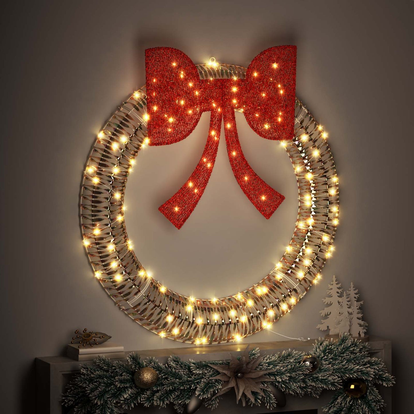 vidaXL Στεφάνι με 150 LED Θερμό λευκό 120 cm PET
