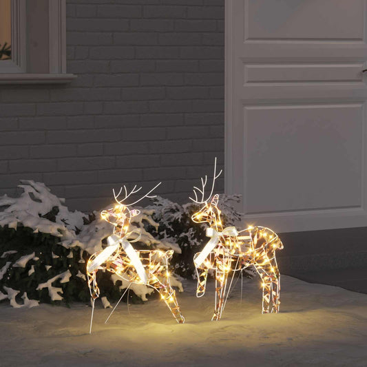 vidaXL LED Ελάφια με 40 LED 2 pcs Θερμό λευκό PET