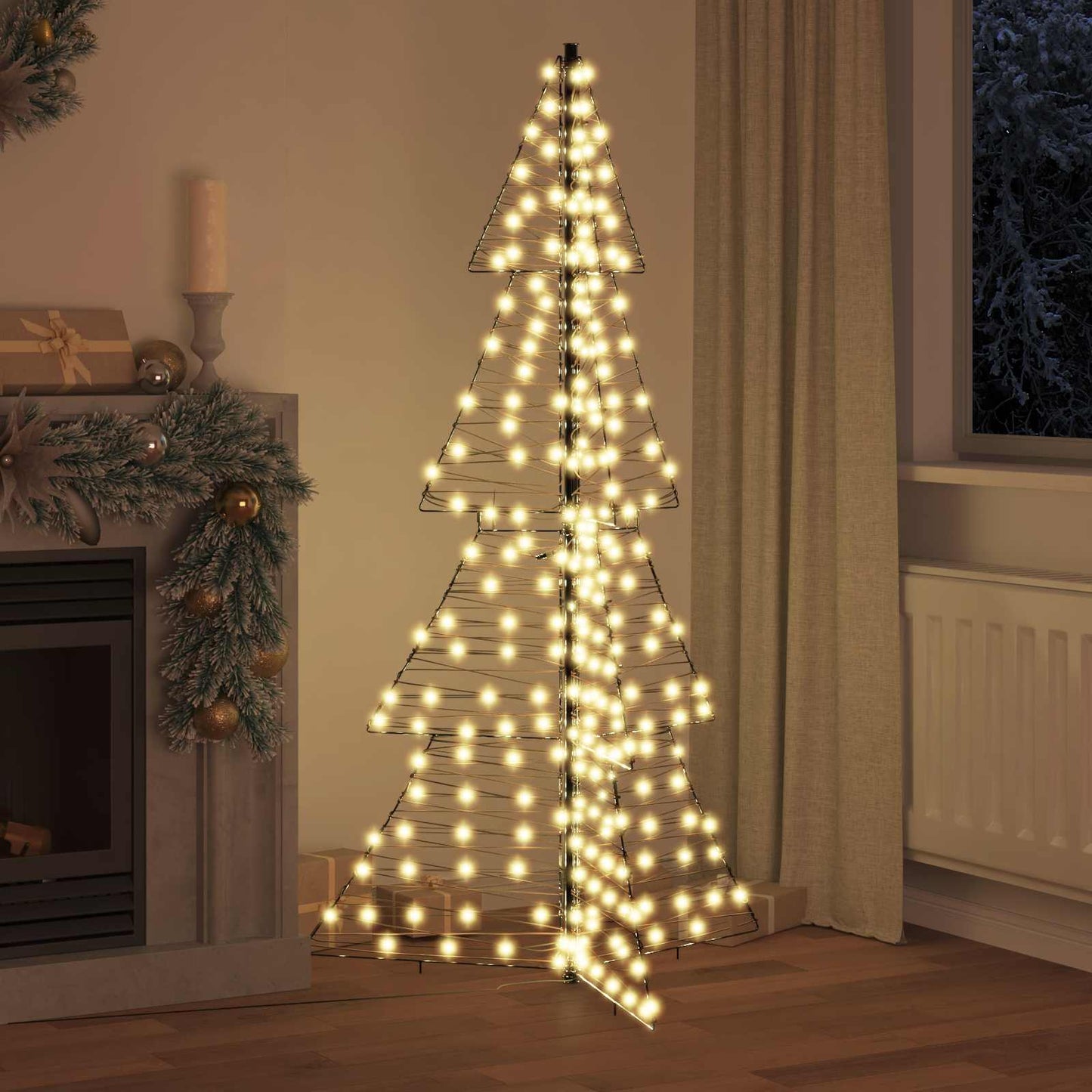 vidaXL Χριστουγεννιάτικο Δέντρο 240 LED Θερμό λευκό 180 cm Ρατάν