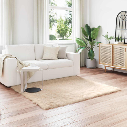 vidaXL Χαλί από τεχνητό πρόβειο δέρμα TAFALLA Μπεζ 160 x 160 cm