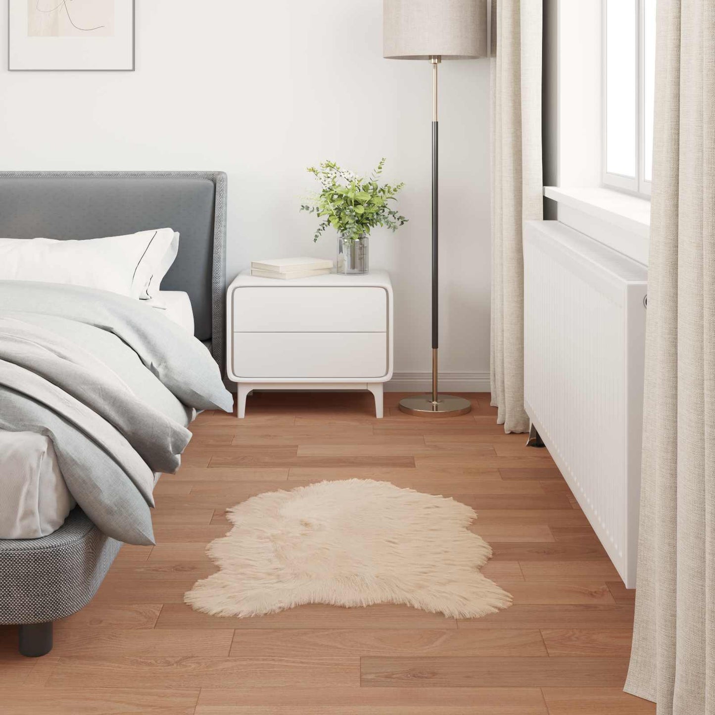 vidaXL Ψεύτικο Δέρμα Προβάτου Χαλί Tafalla Μπεζ 80 x 120 cm