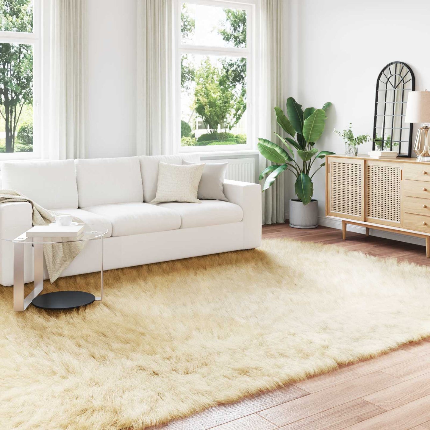 vidaXL Ψεύτικο Δέρμα Προβάτου Χαλί Tafalla Κρεμ 240 x 340 εκ.