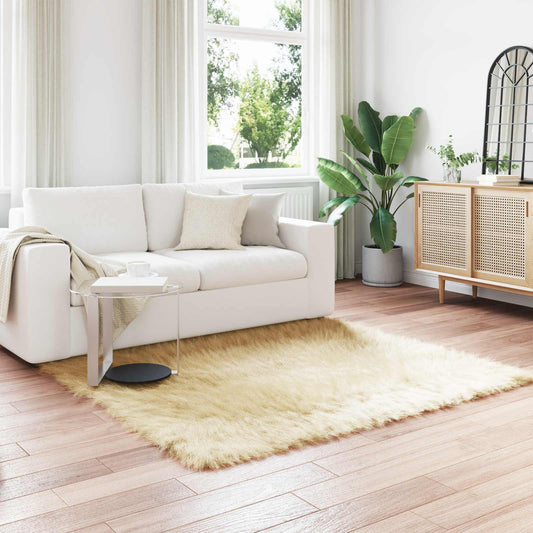 vidaXL Χαλί από τεχνητό πρόβειο δέρμα TAFALLA Κρεμ 120 x 120 cm