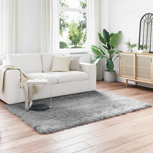 vidaXL Ψεύτικο Δέρμα Προβάτου Χαλί Tafalla Γκρι 140 x 200 cm