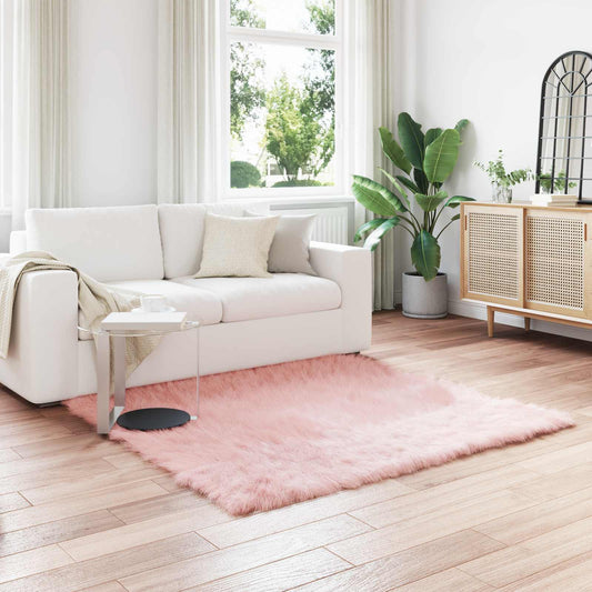 vidaXL Χαλί από τεχνητό πρόβειο δέρμα TAFALLA Ροζ 120 x 120 cm