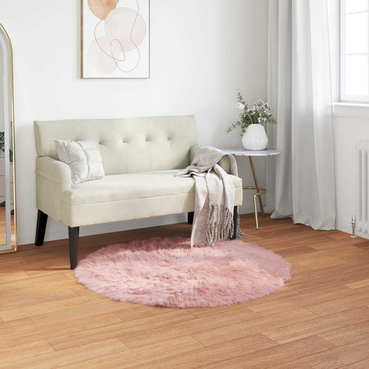 vidaXL Χαλί από τεχνητό πρόβειο δέρμα TAFALLA Ροζ Ø 80 cm Πολυεστέρας