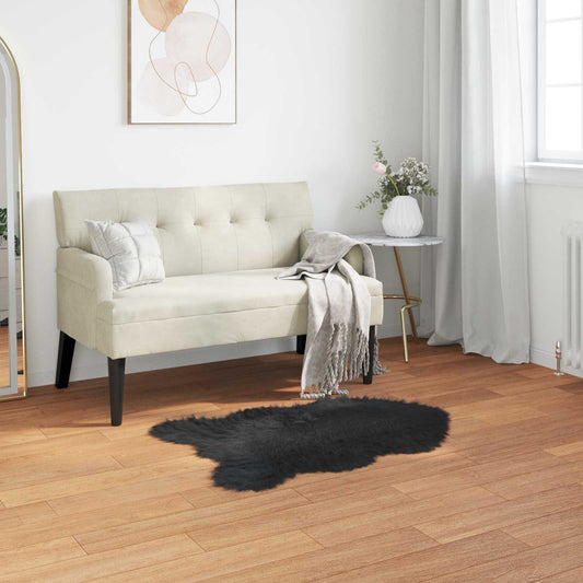 vidaXL Χαλί από τεχνητό πρόβειο δέρμα TAFALLA Μαύρο 80 x 120 cm