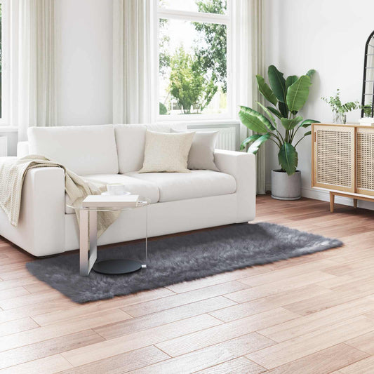 vidaXL Ψεύτικο Δέρμα Προβάτου Χαλί Tafalla Ανθρακί 80 x 200 cm