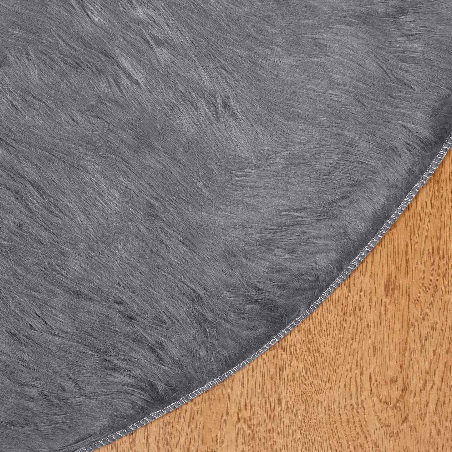 vidaXL Ψεύτικο Δέρμα Προβάτου Χαλί Tafalla Ανθρακί Ø 100 εκ