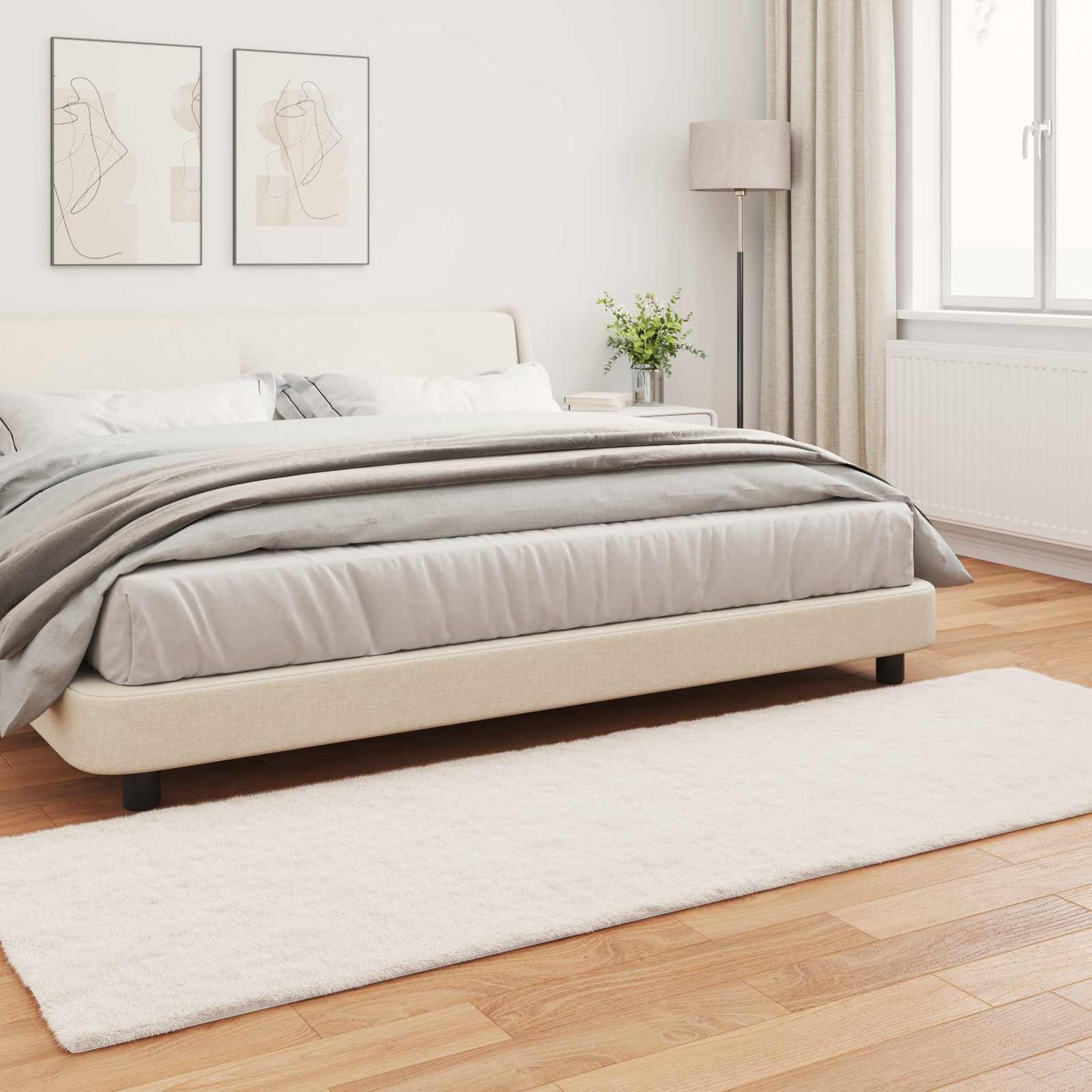 vidaXL Χαλιά Ψεύτικου Κουνελιού Olite Κρεμ 80 x 250 cm Πολυεστέρας