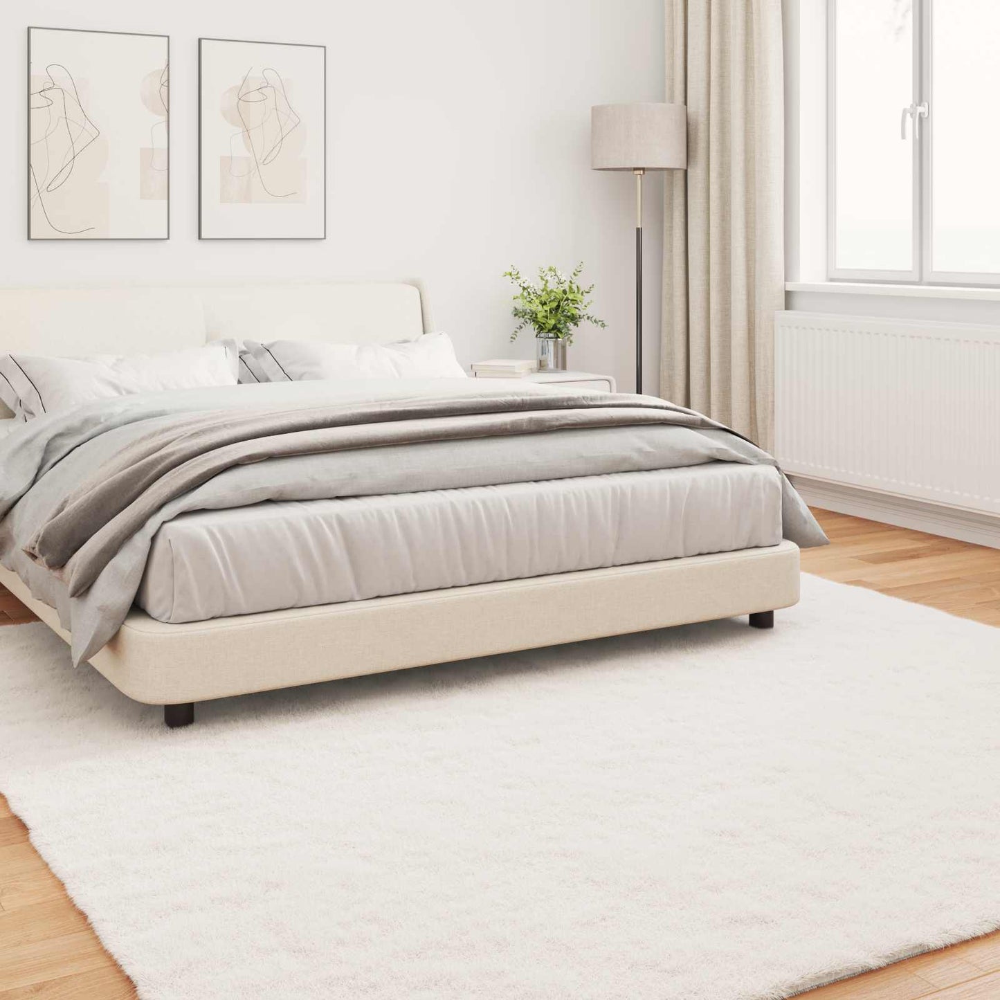 vidaXL Χαλιά Ψεύτικου Κουνελιού Olite Κρεμ 240 x 240 cm Πολυεστέρας