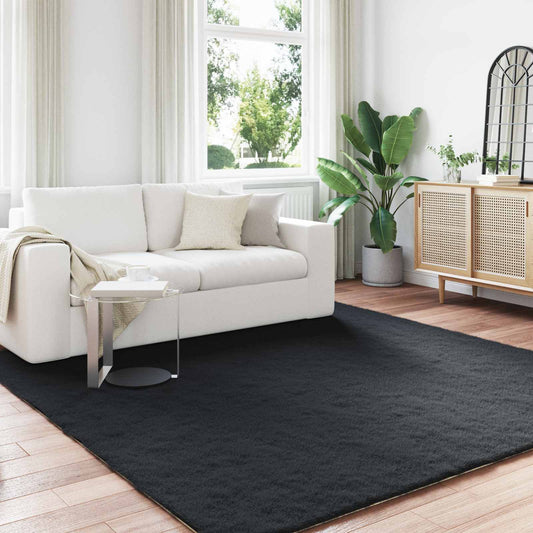 vidaXL Χαλιά Ψεύτικου Κουνελιού Olite Μαύρο 200 x 200 cm Πολυεστέρας