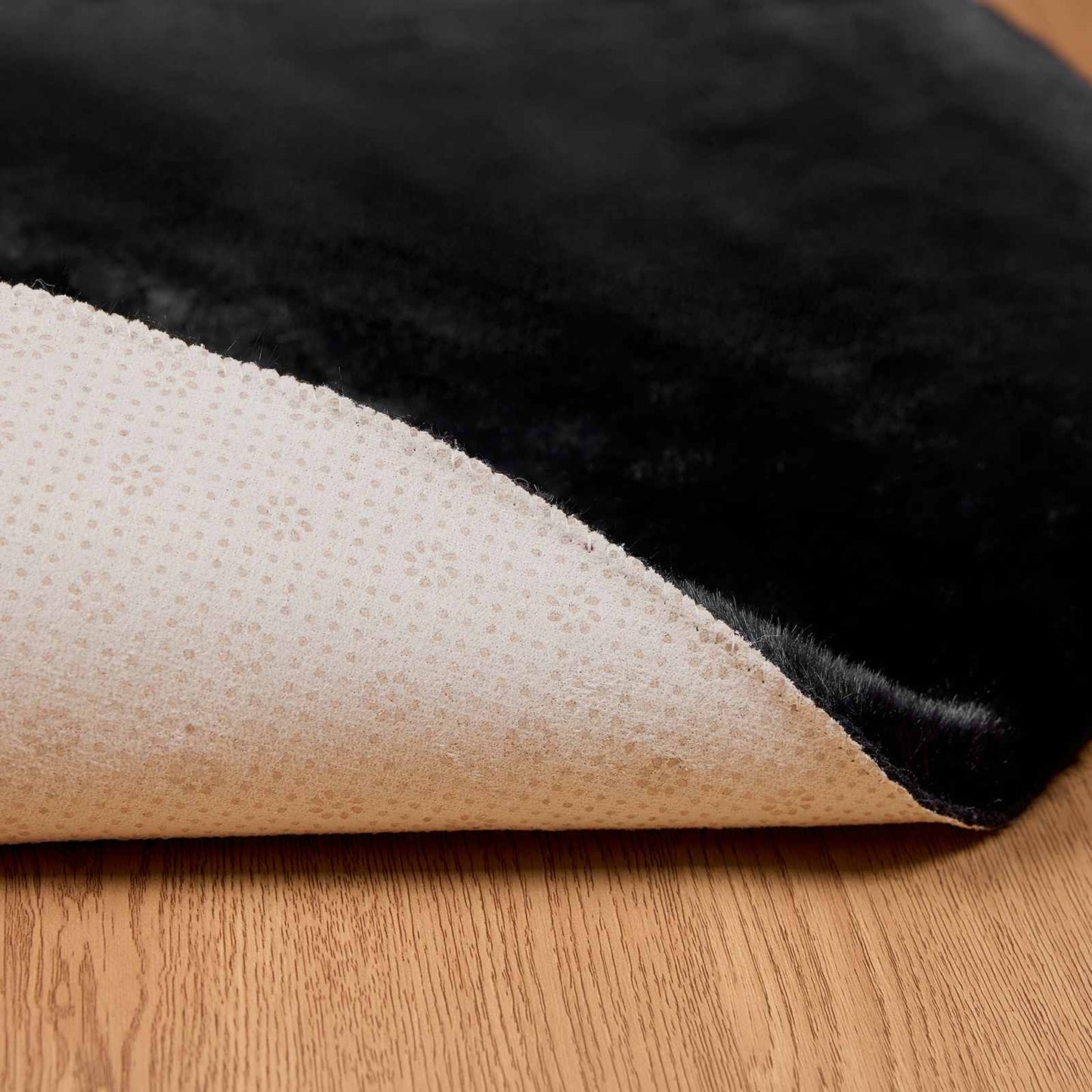 vidaXL Χαλιά Ψεύτικου Κουνελιού Olite Μαύρο Ø 160 εκ. Πολυεστέρας