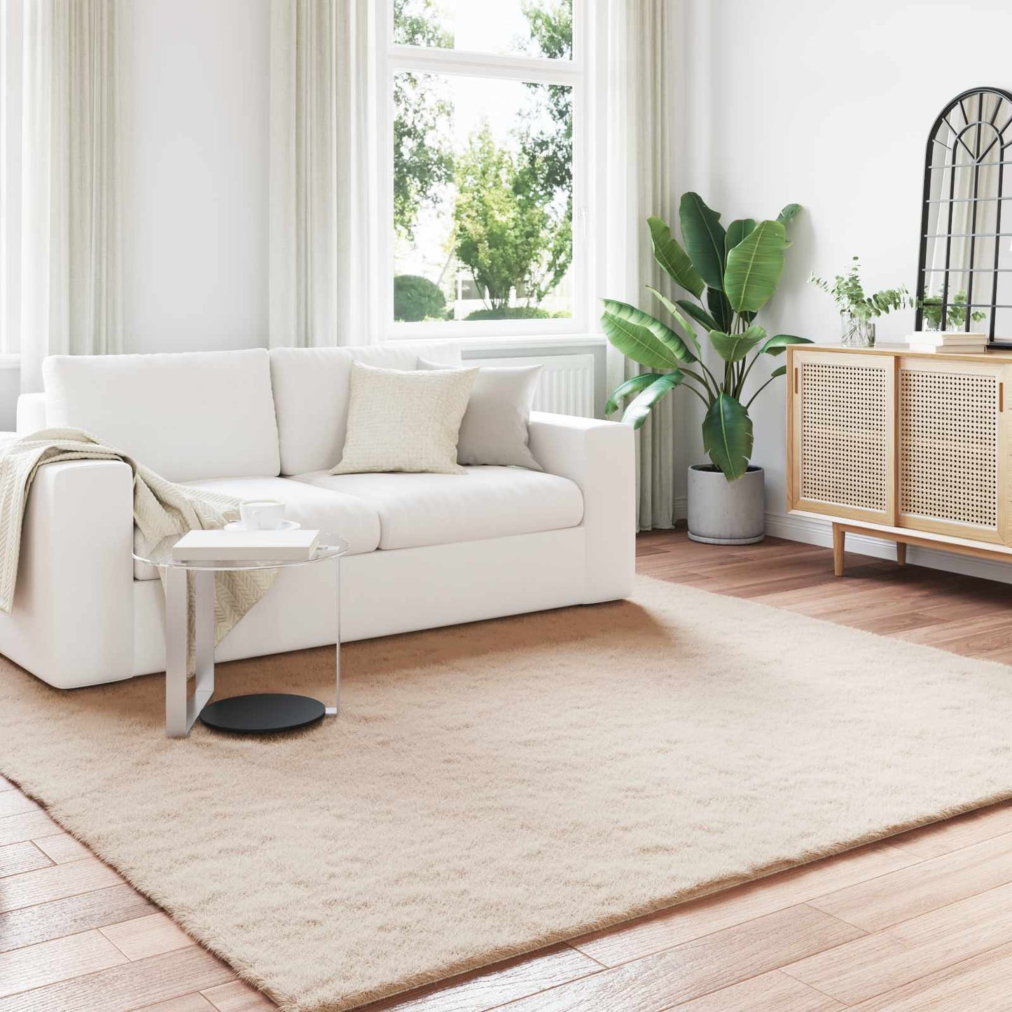 vidaXL Χαλιά Ψεύτικου Κουνελιού Olite Taupe 200 x 200 cm Πολυεστέρας