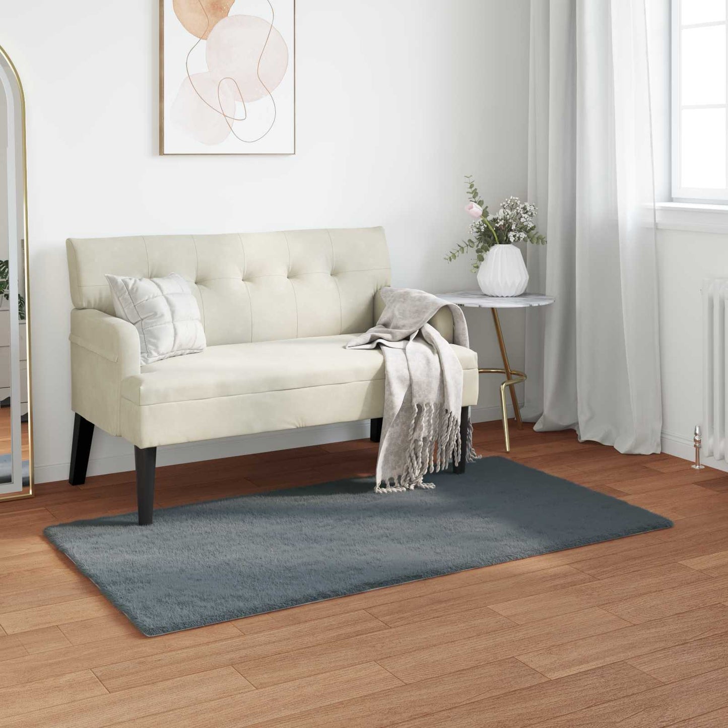 vidaXL Χαλιά Ψεύτικου Κουνελιού Olite Ανθρακί 80 x 150 cm Πολυεστέρας