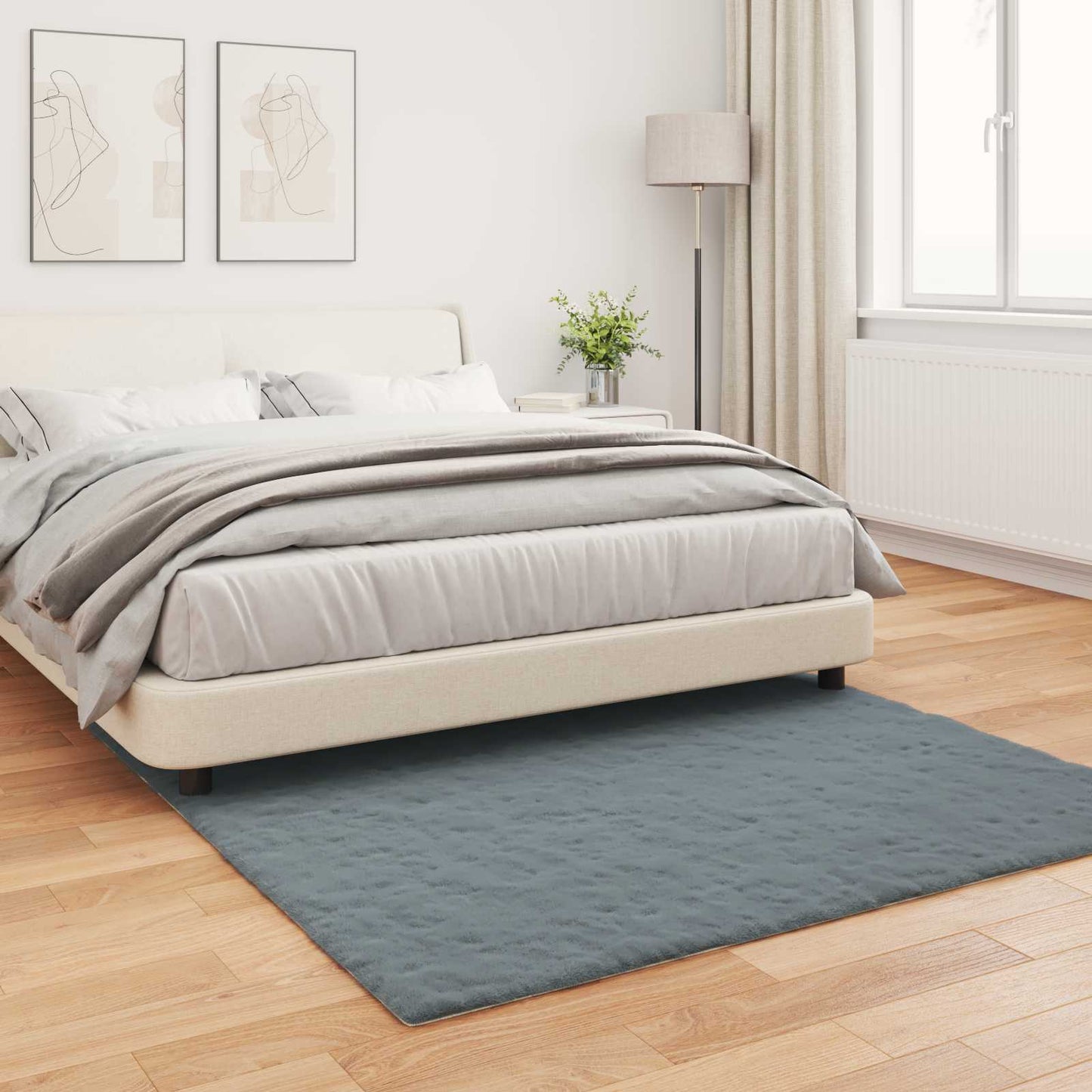 vidaXL Χαλιά Ψεύτικου Κουνελιού Olite Ανθρακί 160 x 160 cm Πολυεστέρας